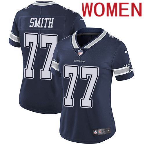 Women Dallas Cowboys #77 Tyron Smith Nike Navy Vapor Limited NFL Jersey->women nfl jersey->Women Jersey